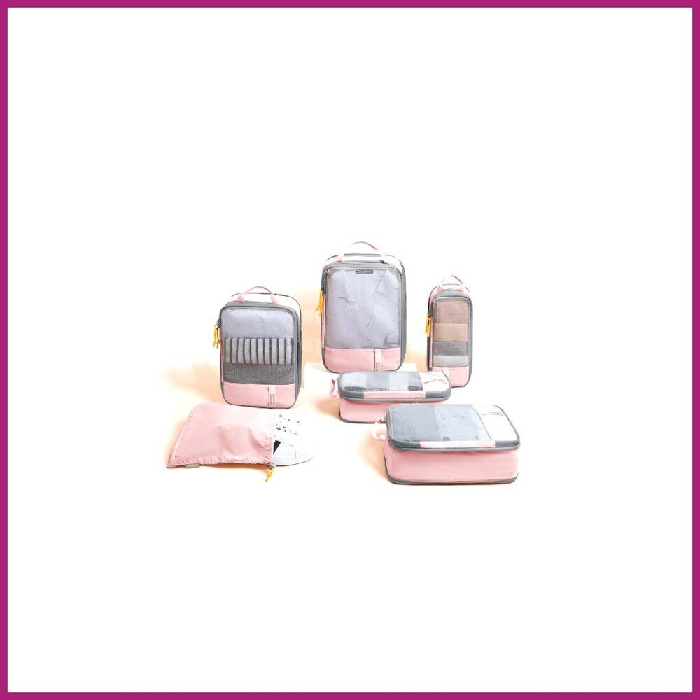 Polyester Compression Packing Cubes Set Of 6, Tra… - image 7